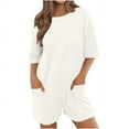 thumbnail image 2 of SDNall Rompers for Women Solid Oversized Athletic Tee Romper V Neck Half Sleeve Wearing Both Front and Back Workout Rompers Casual Shorts Jumpsuit with Pockets (White , Sizes：S-Xxl), 2 of 9