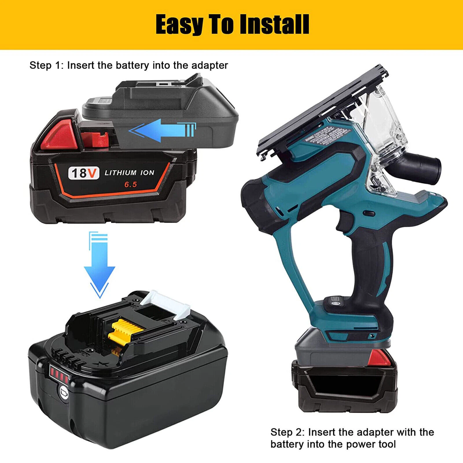 USB Battery Adapter for Dewalt 20V/Milwaukee 18V Convert to Makita 18V Tool