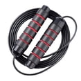thumbnail image 1 of Cuerda de saltar ajustable de alambre de acero para saltar, cuerda de saltar de quema rápida, cuerda de saltar para entrenamiento de velocidad para estudiantes, adultos, color negro y rojo, 1 of 15