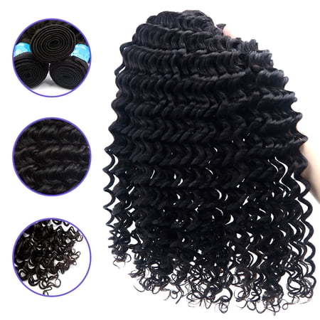 9a Brazilian Deep Curly Virgin Human Hair Extension Natural Black