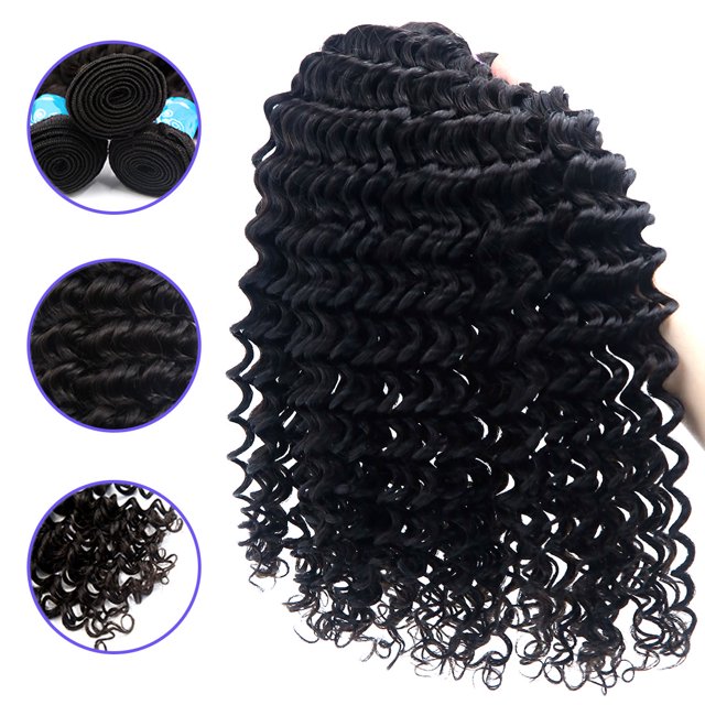 Remy brasile?o profundamente Rizado del Cabello Humano de la Trama Extensiones 6A 12"-24" Repartir 1 Haz 18 pulgadas Unique Bargains Extension del pelo