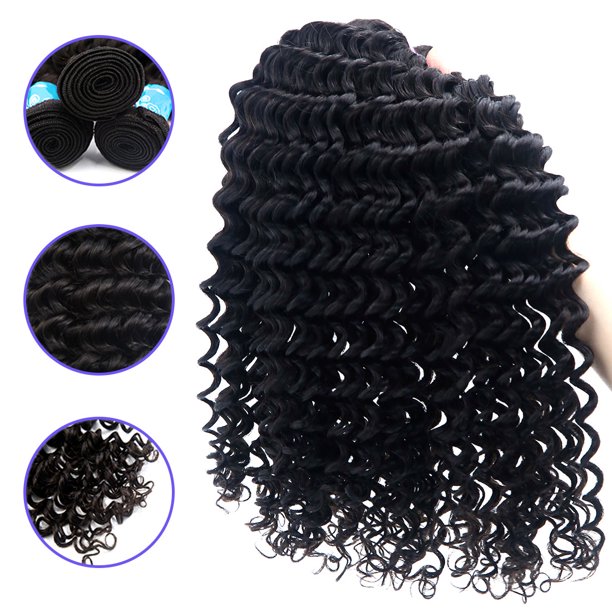 18 1 Bundle Deep Curly Human Hair Brazilian 6a Remy Weave Wefts Extension