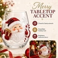 thumbnail image 5 of Christmas 3D Glass Cup Collection, Stemless Tumbler With Christmas Santa, Hand Painted Holiday Ornament Glassware, Festive Gift for Kitchen Party Table Decor(Santa Claus), 5 of 8