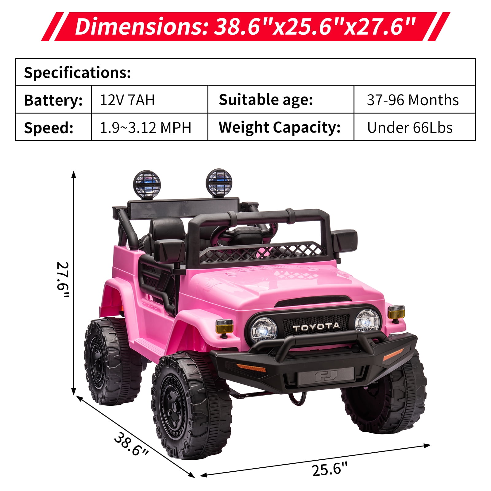 12V Ride on Truck Car, 7AH Licensed Toyota Ride on Car, Battery Powered Kids Car, EVA Tires, Ride On Toy for Kids