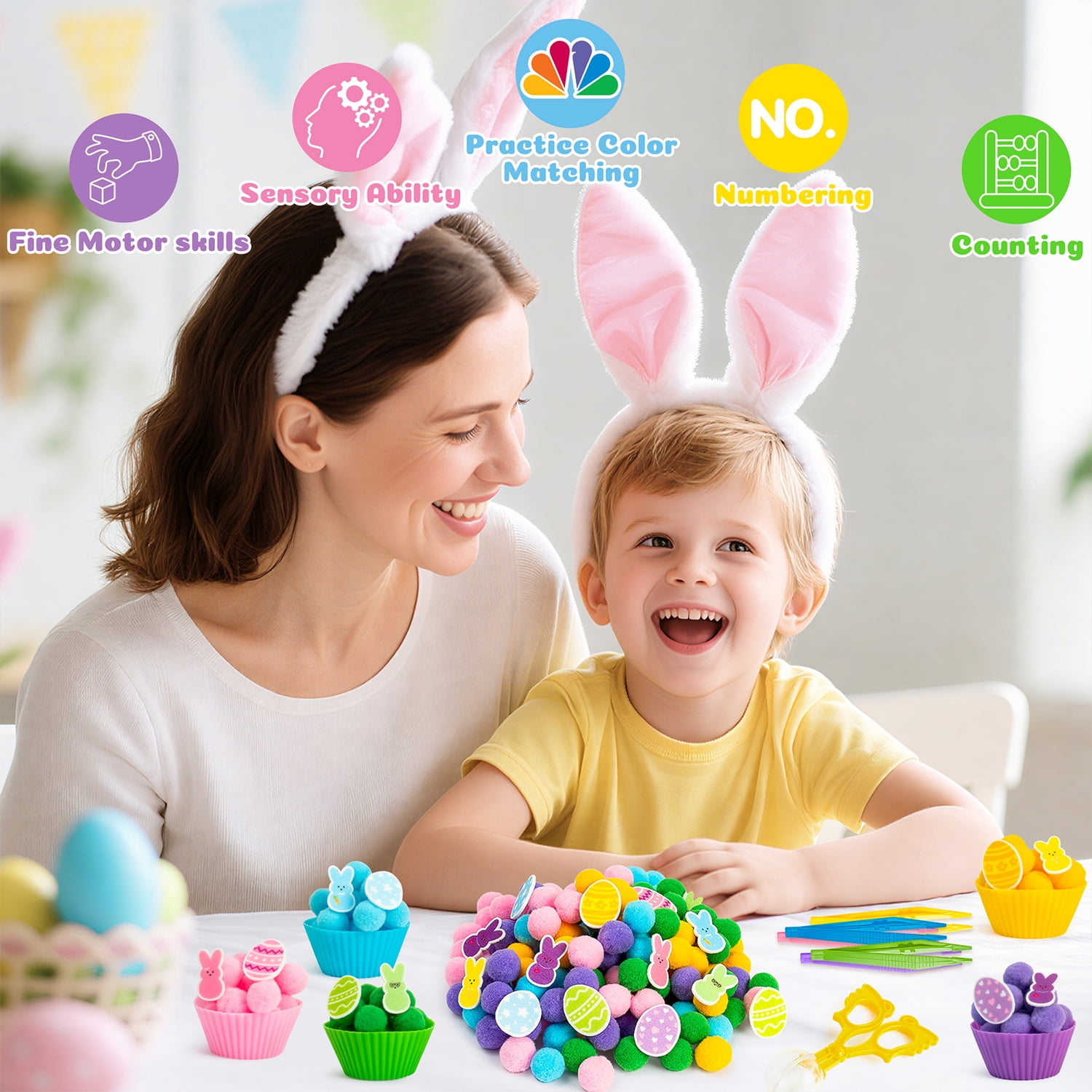 Laffact Easter Party Counting and Sorting Toy, Easter Bunny Egg Felt Toy,268pcs