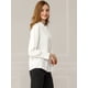 thumbnail image 4 of Blusa de las camisas de manga larga abotonadas del cuello del soporte de la oficina del trabajo de las mujeres blanco L, 4 of 6