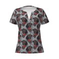 thumbnail image 4 of Wukai Cute Puppy Black Casual V-Neck Graphic Tees for Women: Lightweight and Breathable Summer Tops with Stylish Design-XX-Large, 4 of 8