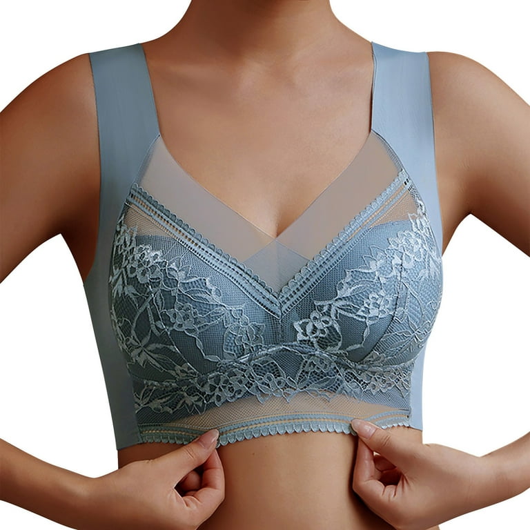 Entyinea Minimizer Bras for Women Soft Touch Breathe Bralette Blue 4XL 