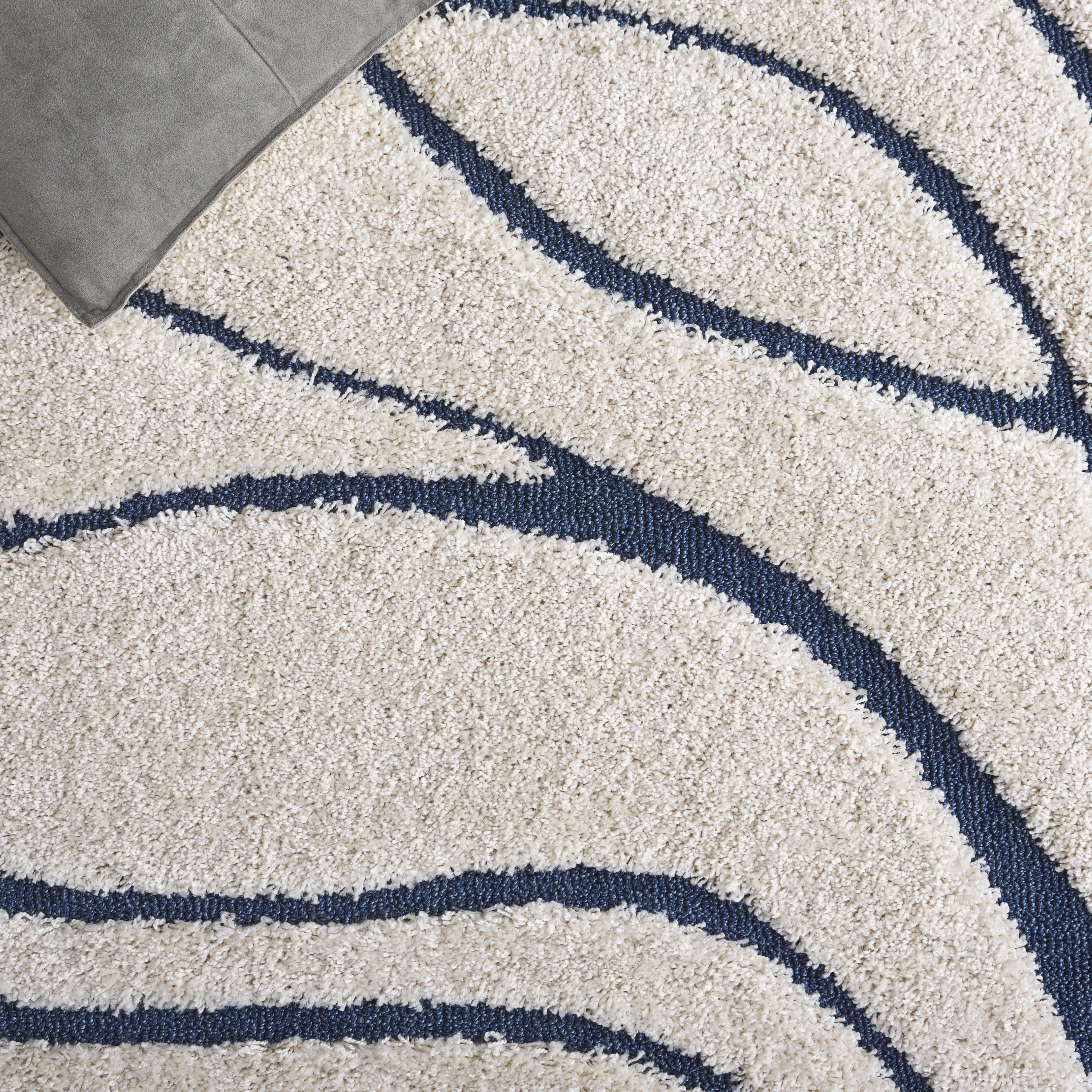 Safavieh Florida Tamzen Abstract Shag Area Rug, Cream/Blue, 6' x 8' Oval