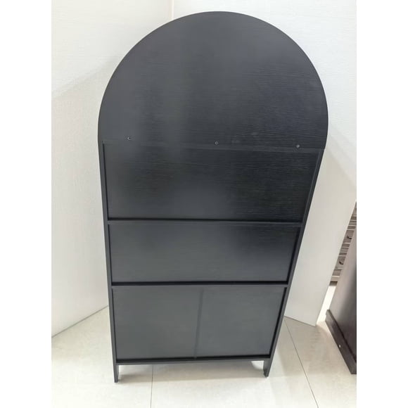 Arched Farmhouse Pantry Cabinet – 5-Tier Kitchen Storage Cupboard with Doors & Open Shelf, Versatile for Dining Room, Living Room – Choose Black or White