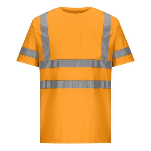 mfyjkho Tops Para Mujer, Camiseta Unisex De Manga Corta, Cuello Redondo, Transpirable, Informal, Holgada, Con Tira Reflectante De Bolsillo Para Hombre Y Mujer, Color Sólido Tops Para Mujer Xxxxxl