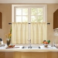 thumbnail image 3 of 2 Pcs Semi Kitchen Small Curtain, Faux Linen Textured Sheer Voile Tier Curtain, 3 of 9
