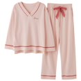 thumbnail image 1 of REDHOTYPE Nouveaux Pyjamas en Coton Doux pour Femmes 2 Pcs Grande Taille 3TG Simple Manches Longues Décontracté, 1 of 2