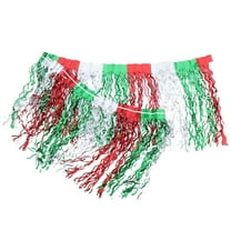 Masteelf Colorful Wavy Table Skirt For Birthday Holiday Decorations Metallic Tinsel Table Skirt Desk Skirt Engagement Tabletop Accessories Size 275x75cm