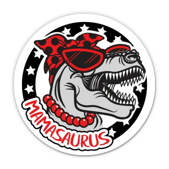 Mamasaurus Funny T-Rex Mom Dinosaur - 3" Vinyl Sticker - For Car Laptop Water Bottle Phone - Waterproof Decal