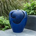 thumbnail image 2 of LuxenHome Fontaine Extérieure en Résine Bleue Ondulée Urne, 2 of 5