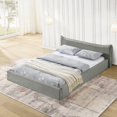 thumbnail image 2 of Queen Size Upholstered Bed FrameAnd velvet fabric,Grounded Platform Bed with Decorative Curved Headboard and Solid Wood Frame, No Box Spring Required-Grey(68''*87.75''*24.25''), 2 of 10