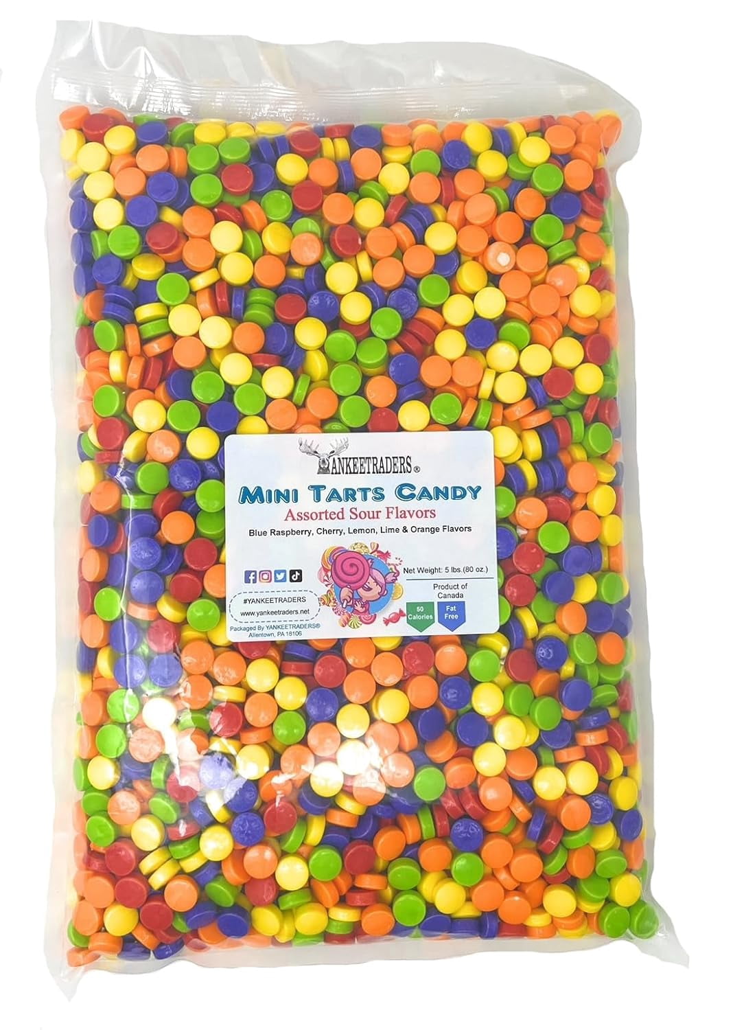 YANKEETRADERS® Assorted Flavor Sour Mini Tarts Candy 5 lbs