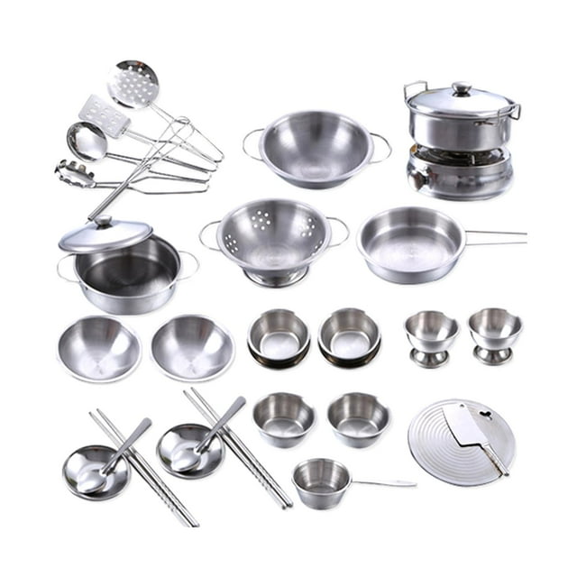 Milaget 25 Pieces Kids Pretend Play Cookware Set Kitchen Toys Development Toys Realistic