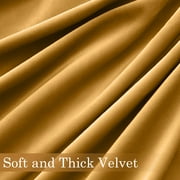 Topfinel Mustard Yellow Velvet Blackout 84 Inches Long Curtains , 100% Blackout Drape Gold with Hooks, Soundproof Art Deco Back Tab Drapes for Living Room Bedroom,Set of 2