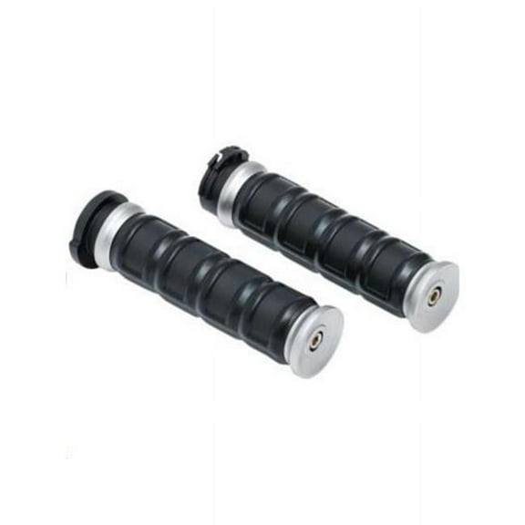 Kuryakyn Dillinger Handlebar Grips For Dual Cable Throttle Control: 1996-2019 Harley-Davidson Motorcycles, Silver, 1 Pair 6672