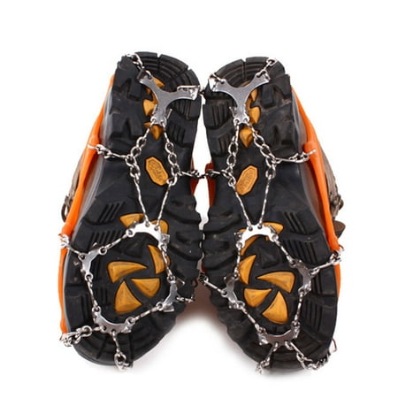 - 12-Stud Steel Chain Footwear Nonslip Spikes Slip-on Stretch Crampons Ice and Snow Grips Color:Black Size:M