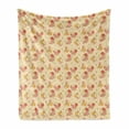 thumbnail image 1 of Floral Soft Flannel Fleece Throw Blanket, Illustration of Rose Flowers on Polka Dotted Pastel Backdrop, Cozy Plush for Indoor and Outdoor Use, 50" x 60", Champagne Salmon, by Ambesonne, 1 of 5