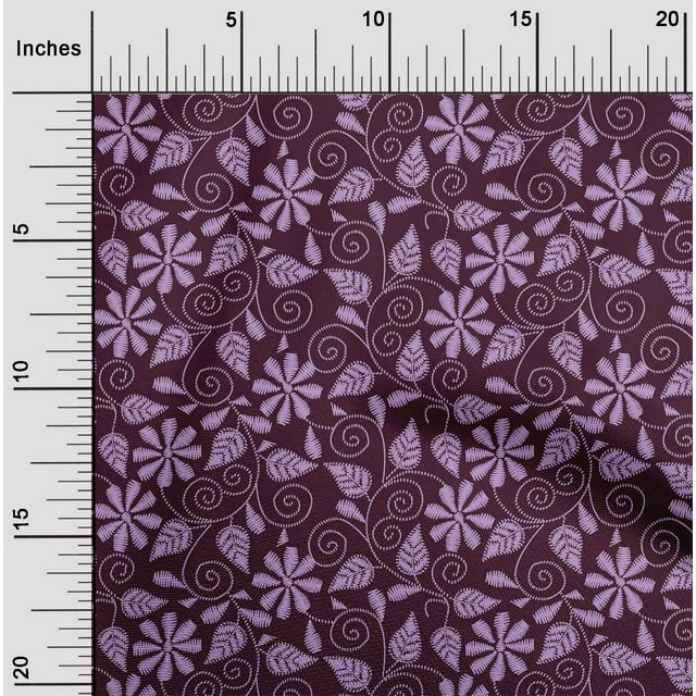 oneOone Polyester Lycra Fabric Swirl|Leaves & Floral Artistic Decor Fabric Printed BTY 56 Inch Wide