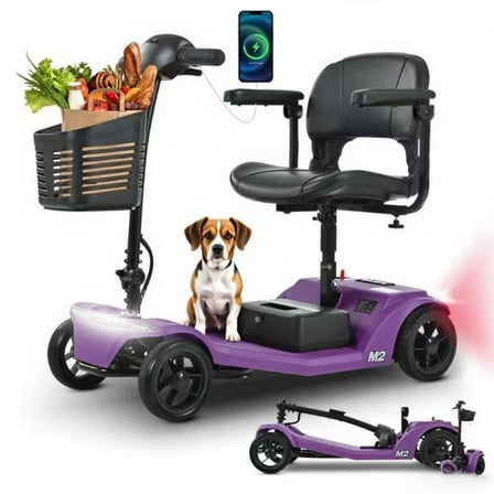 Foldable All-Terrain 4-Wheel Mobility Scooter with Basket, 300 lb Limit