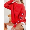 thumbnail image 2 of Women's Crewneck Sweatshirt Oversized Pullover Tops Sequin Heart Valentine's Day Long Sleeve Tops, 2 of 4