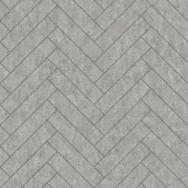 Engblad & Co Raw Tiles Light Grey Herringbone Concrete Wallpaper