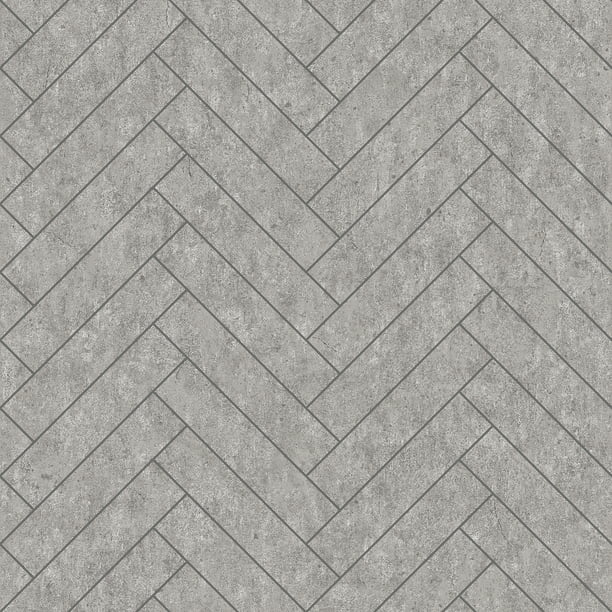 Engblad & Co Raw Tiles Light Grey Herringbone Concrete Wallpaper -  