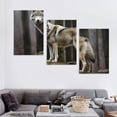 thumbnail image 4 of Nawypu Wolf Framed Wall Art Decor: Modern Wild Animal Wooden Painting Rustic Wolf Natural Landscape Picture Wildlife Artwork Small Size for Bedroom Kitchen 12''x16''X3 Panels, 4 of 4