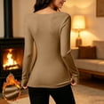 thumbnail image 3 of Hfnxid Long Sleeve Shirt for Womens Scoop Neck Slim Fit Tops with Thumb Holes Casual Athletic Layering Tee, 3 of 5