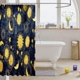 thumbnail image 3 of Boho Moon and Sun Shower Curtain Bohemian Galaxy Constellation Fabric Shower Curtains for Bathroom Kids Exotic Stars Blue Golden Bath Curtain Decorative Bathroom Accessories 72 X 84 Inches, 3 of 6