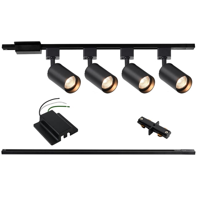 Hiiglxii 4-Light LED Track Lighting Kit with 3.3FT H Track Lighting Rails & Floating Canopy Connector, GU10 Track Light Kit, Mode