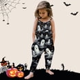 thumbnail image 2 of Jumpsuits For Girls 5T Sleeveless Halloween Pumpkin Print Casual Spaghetti Strap Loose Romper Long Pants with Pockets Toddler Girls Clothing Z0G-Black, 1-2 Years, 2 of 5
