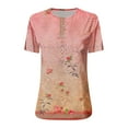 thumbnail image 4 of EGNMCR T-Shirts pour Femmes Mode Femmes Col Rond Manches Courtes Imprimé Bouton Poche Hauts Décontractés, 4 of 4