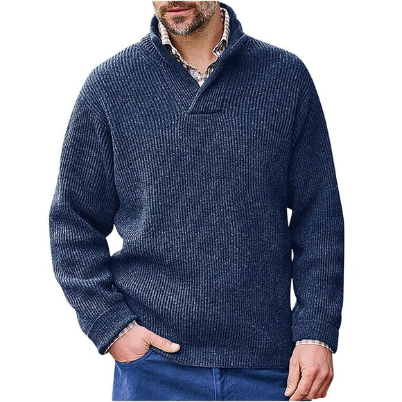 fartey Men Plus Size Shawl Collar Sweaters Loose V Neck Long Sleeves Pullover Knitwear Warm Comfy Solid Color Cable Cable Knit Sweater,M-4XL