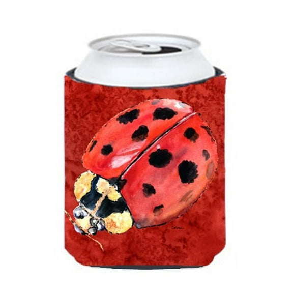 Lady Bug On Deep Red Can Or bottle sleeve Hugger - 12 oz.