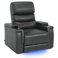 thumbnail image 3 of MCombo Triple Motors Power Recliner Chair with Power Headrest, Electric Lumbar Support, Home Theater Seating with Armrest Storage, Tray Table, Faux Leather, Grey, 3 of 11