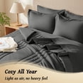 thumbnail image 4 of Dhole 7-Piece Bed in Bag - Queen Size Striped Comforter Sets, Pillowcases & Sheet Collection for Cozy Bedding Sets - Gray, 4 of 10