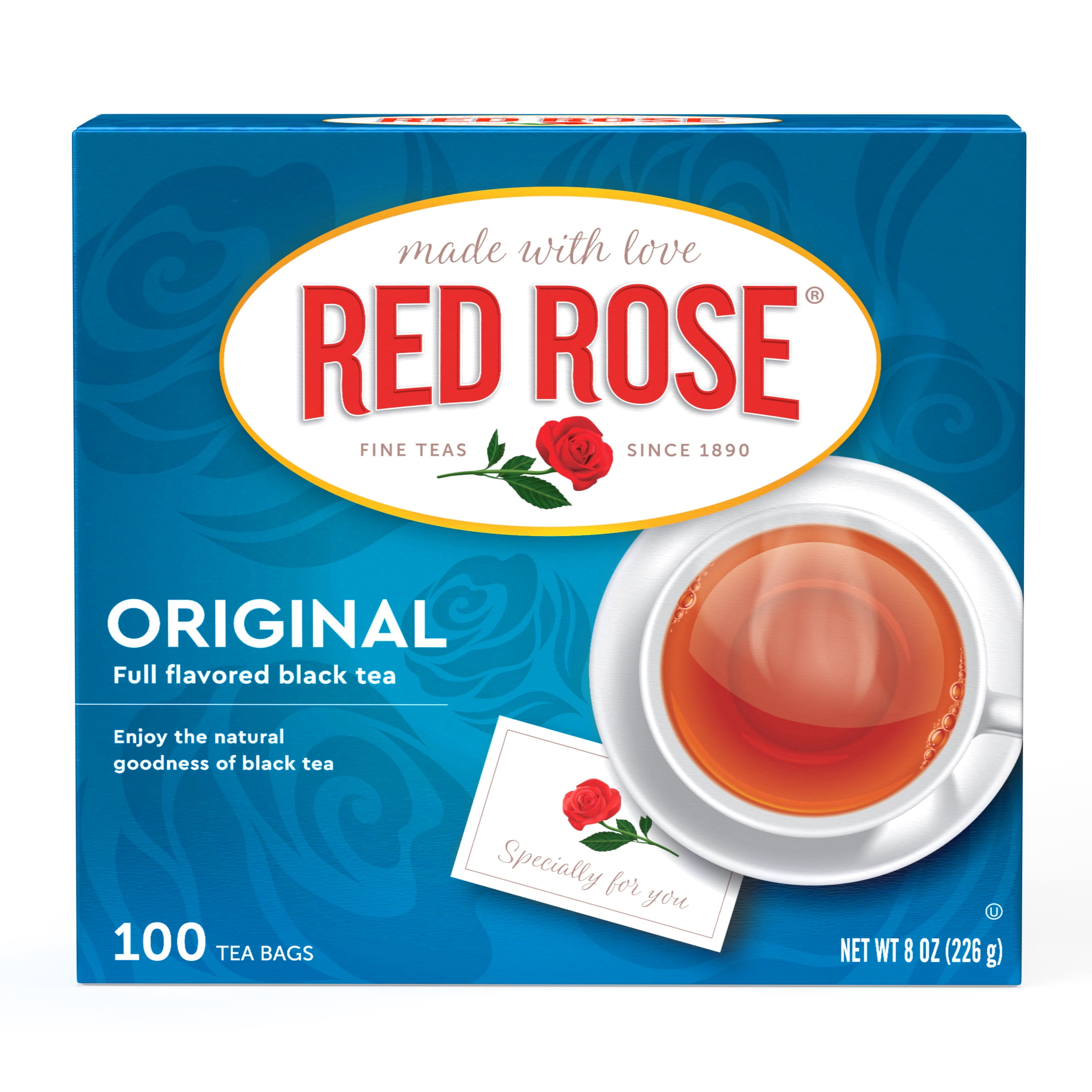Red Rose Original Full Flavored Black Tea Specially Blended Strong Black Tea with 100 Tea Bags Per Box (Pack of 6) Contains Caffeine Brew Hot/Cold Original Black Tea (envelope)