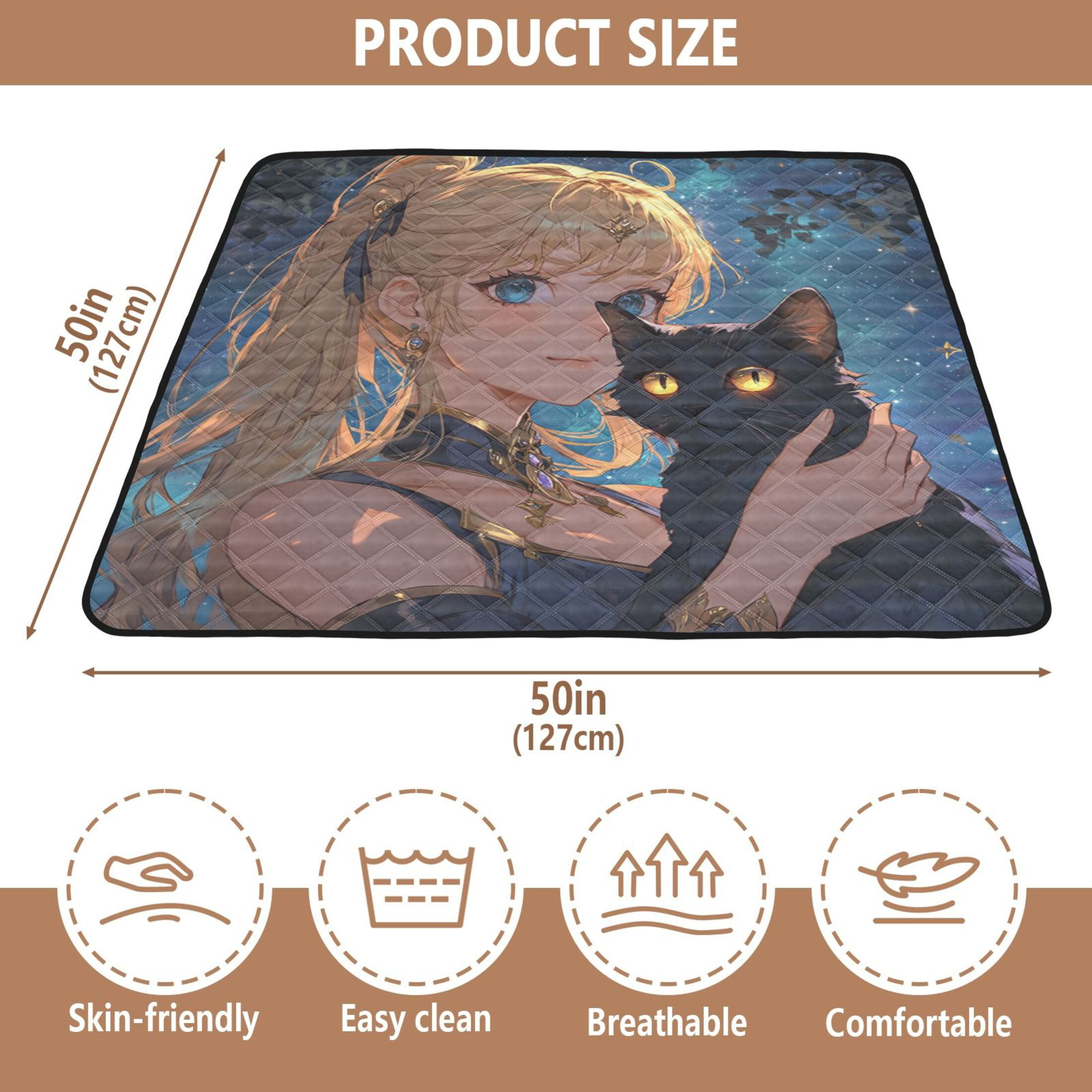 WOBOGO Blonde Hair Lass Baby Playmats Extra Large Waterproof Rollable Activity Pads for Toddlers 50×50inch