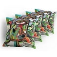 thumbnail image 5 of Ambesonne Colorful Throw Pillow Cover 4 Pack, Retro Doodle Birds, 16", Multicolor, 5 of 7
