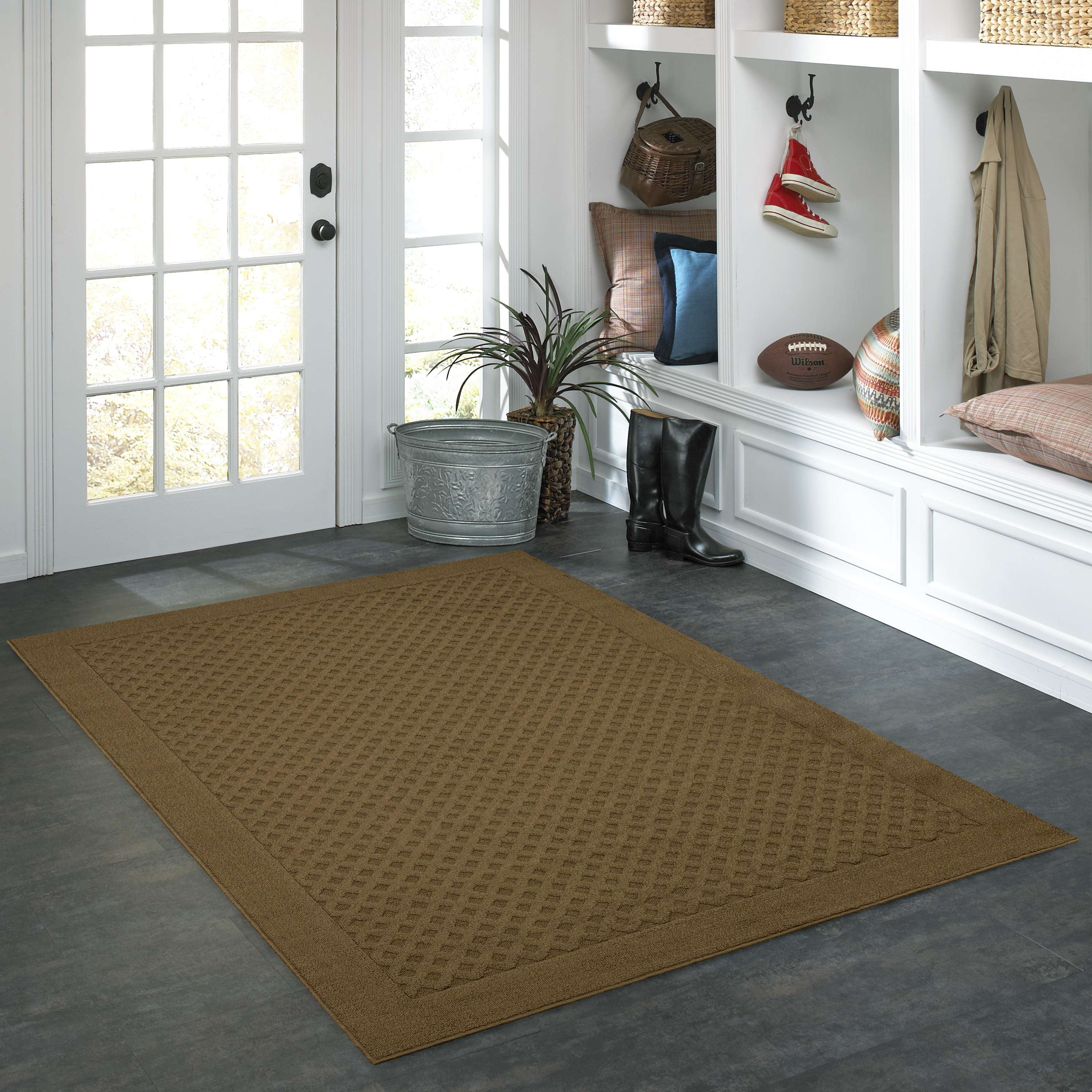 Mainstays Dylan Solid Diamond Olefin Brown Indoor Area Rug, 4'x5'4"