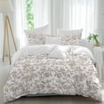thumbnail image 2 of Khaki Flower Bedding 3 Piece Duvet Cover Set California King, Vintage Farmhouse Boho Leaf Spring Plant Soft Microfiber Comforter Cover with Zipper Closure & Pillowcases, FadeResistant Quilt Cover, 2 of 9