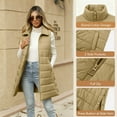 thumbnail image 3 of Women Long Puffer Vest Solid Color Full Zip Up Quilted Sleeveless Jacket Lightweight Winter Puffer Outerwear, 3 of 6