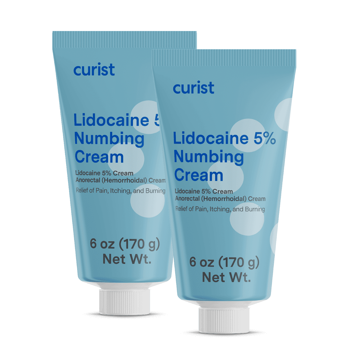 Curist Lidocaine 5% Cream - 12 oz (2 Pack) | Pain Relief Numbing Cream 5% Lidocaine for Hemorroids
