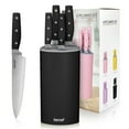 thumbnail image 2 of Hecef 6-Piece High Carbon Stainless Steel Kitchen Knife Set with Block, Scissors, Sharp, Rust Proof, 2 of 10